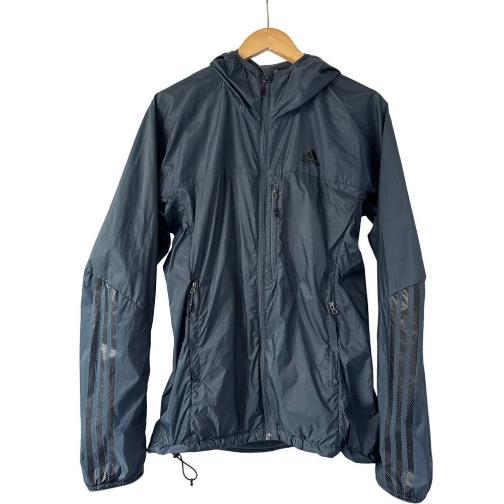 Adidas Men’s Packable Hooded Running Jacket Windbreaker Green/Black Sz M *EUC